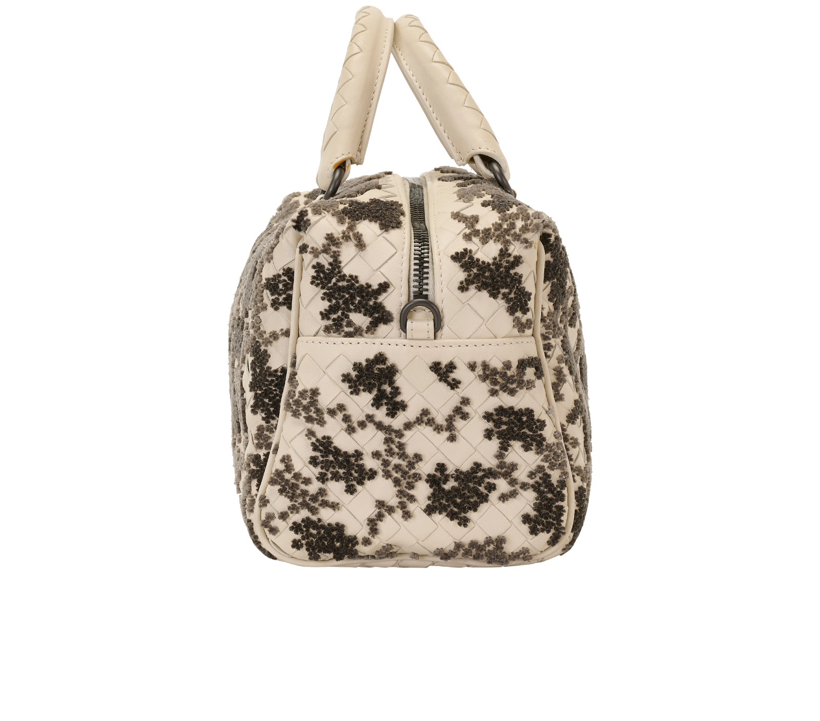 Intrecciato Duffel Bag, &pound;350, Handbags, Cream/Grey, Leather, Bottom view